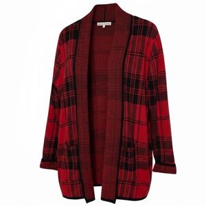 MADISON + HUDSON Open Plaid Cardigan